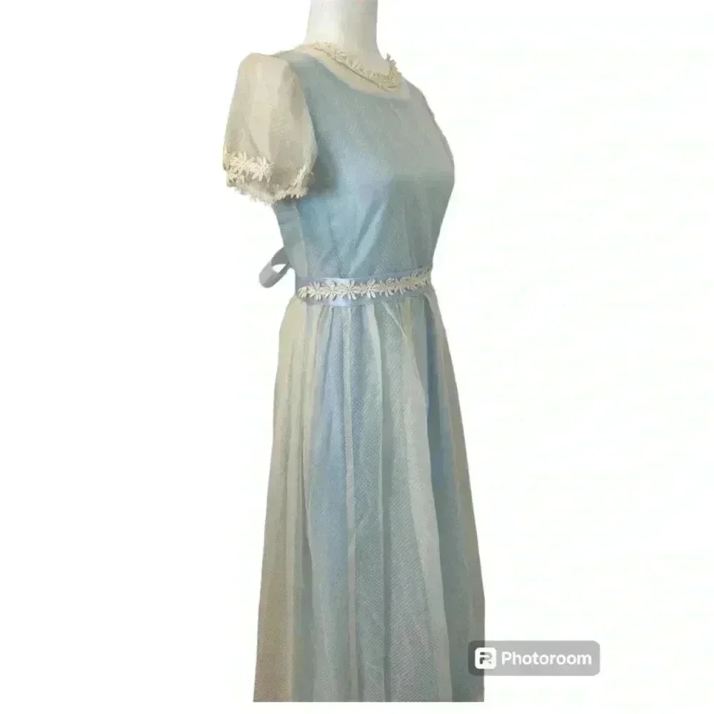 Vintage Handmade Girls Size L/XL Cottagecore White Dress